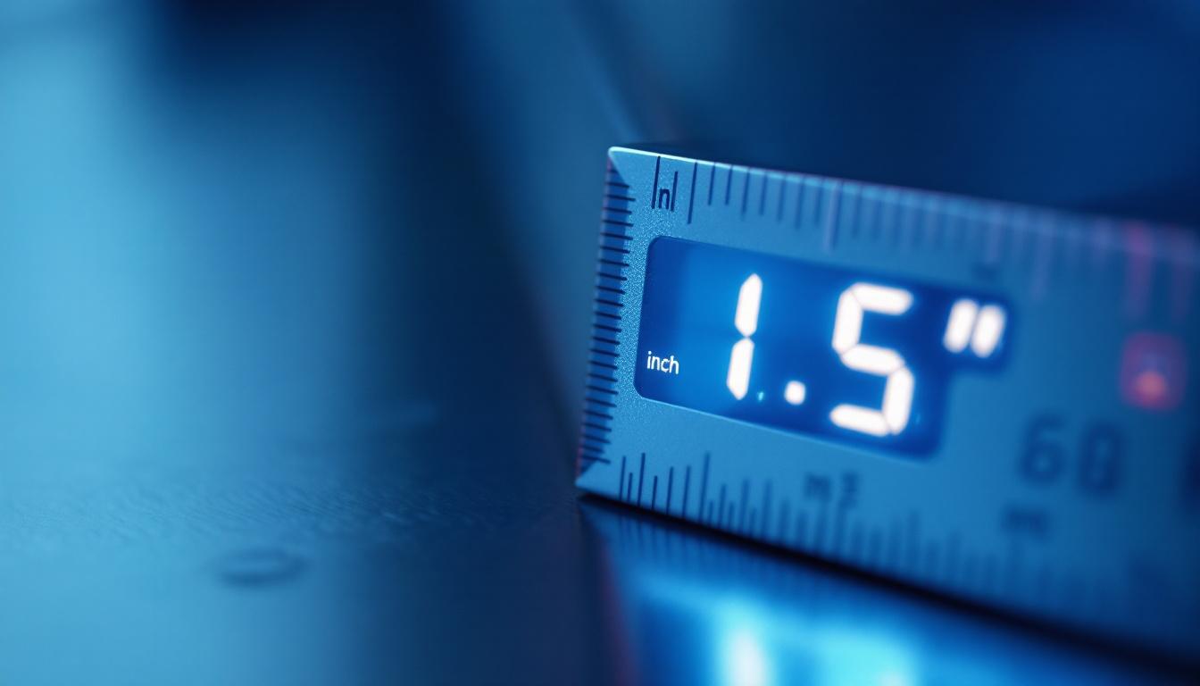 A photograph of a close-up shot of a ruler or measuring tape displaying both inches and millimeters