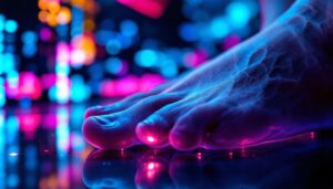 A photograph of the plantar region of a foot