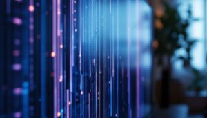 A photograph of a close-up view of an led tv screen displaying vertical lines