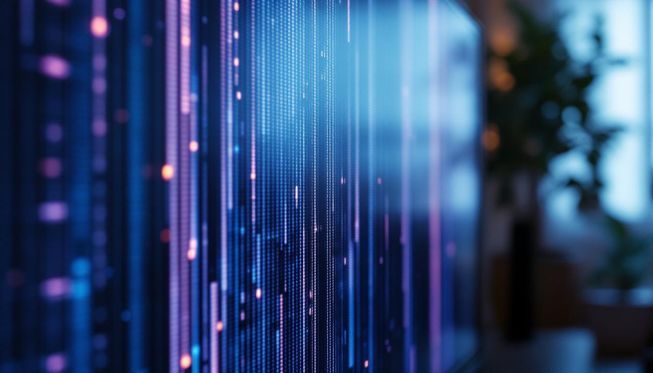 A photograph of a close-up view of an led tv screen displaying vertical lines