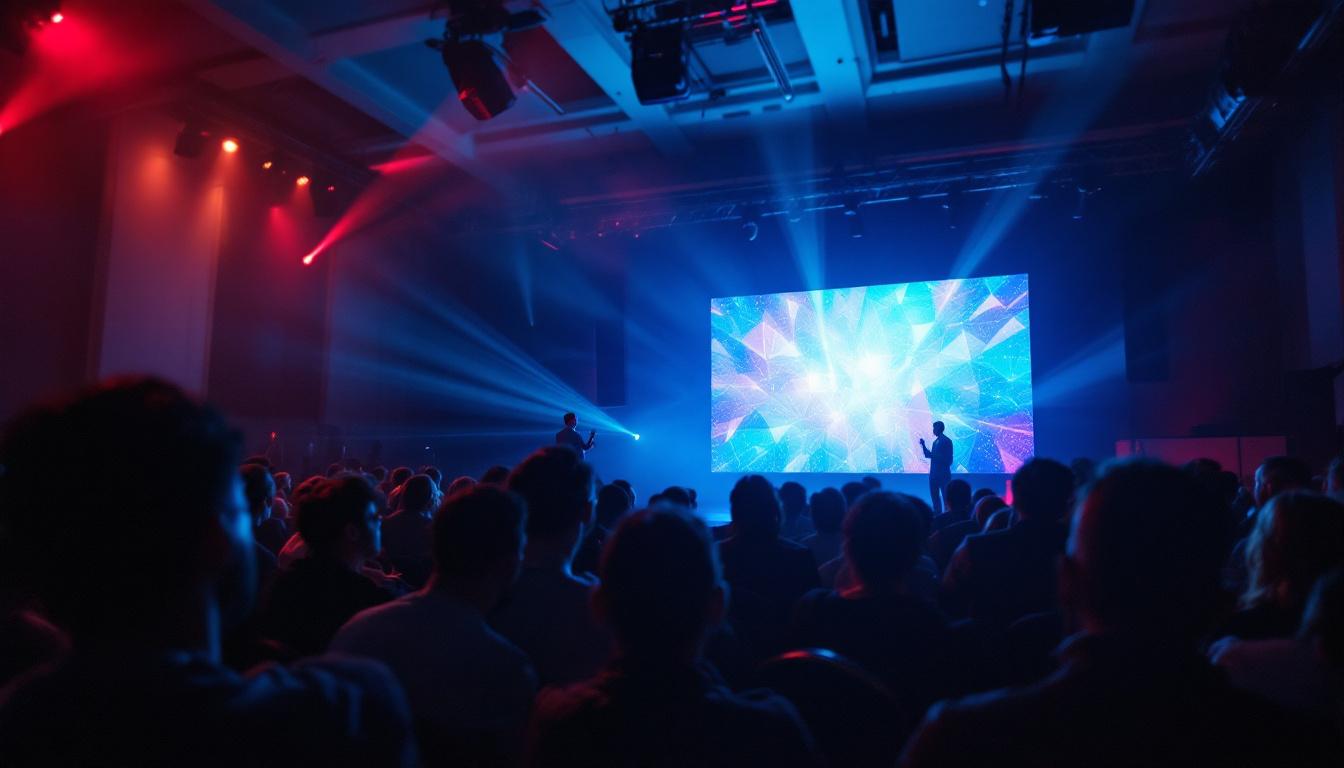 A photograph of a vibrant led screen projector in action at an event