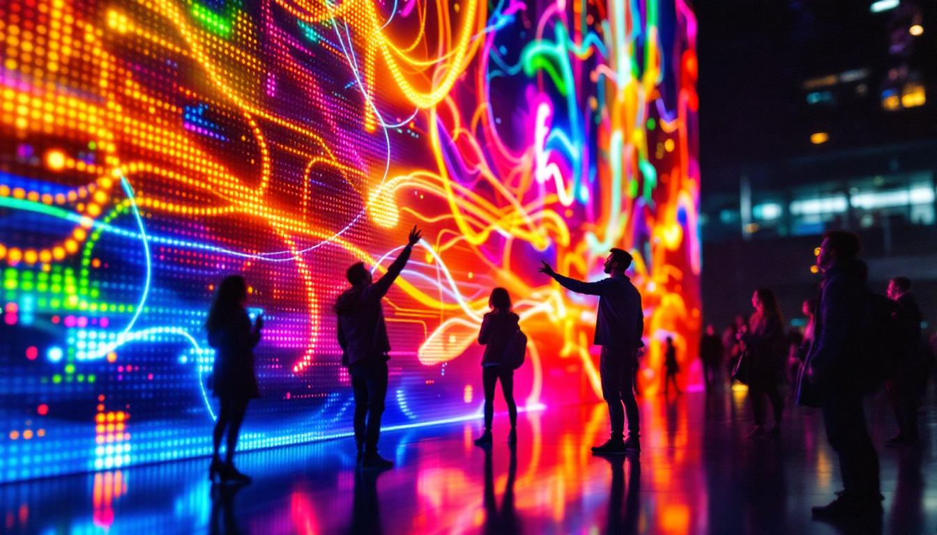 A photograph of a vibrant led display in action