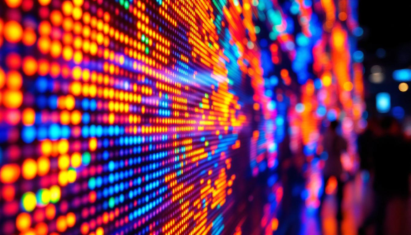 A photograph of a vibrant led display in action