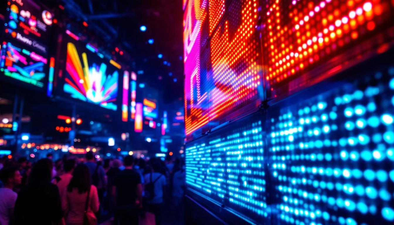 A photograph of a vibrant led display in use