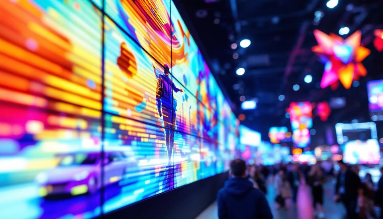 A photograph of a vibrant led display in action