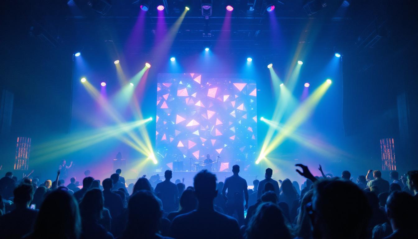 A photograph of the vibrant led display at helium club in portland