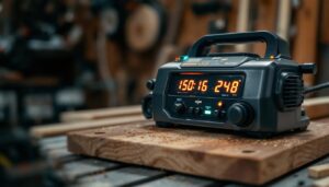 A photograph of a close-up shot of a used planer with a clear view of its led display
