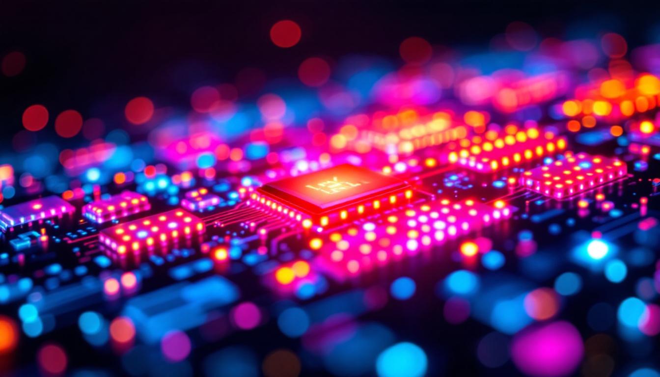 A photograph of a vibrant led display showcasing dynamic visuals