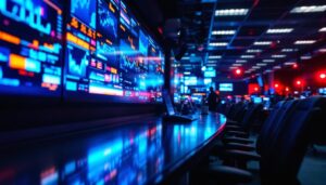 A photograph of the nashville emergency communications center's led display in action