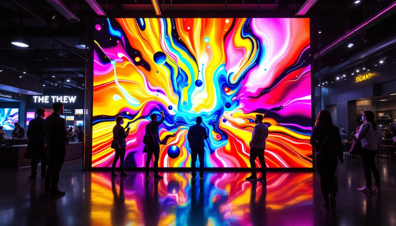 A photograph of a vibrant led display in action