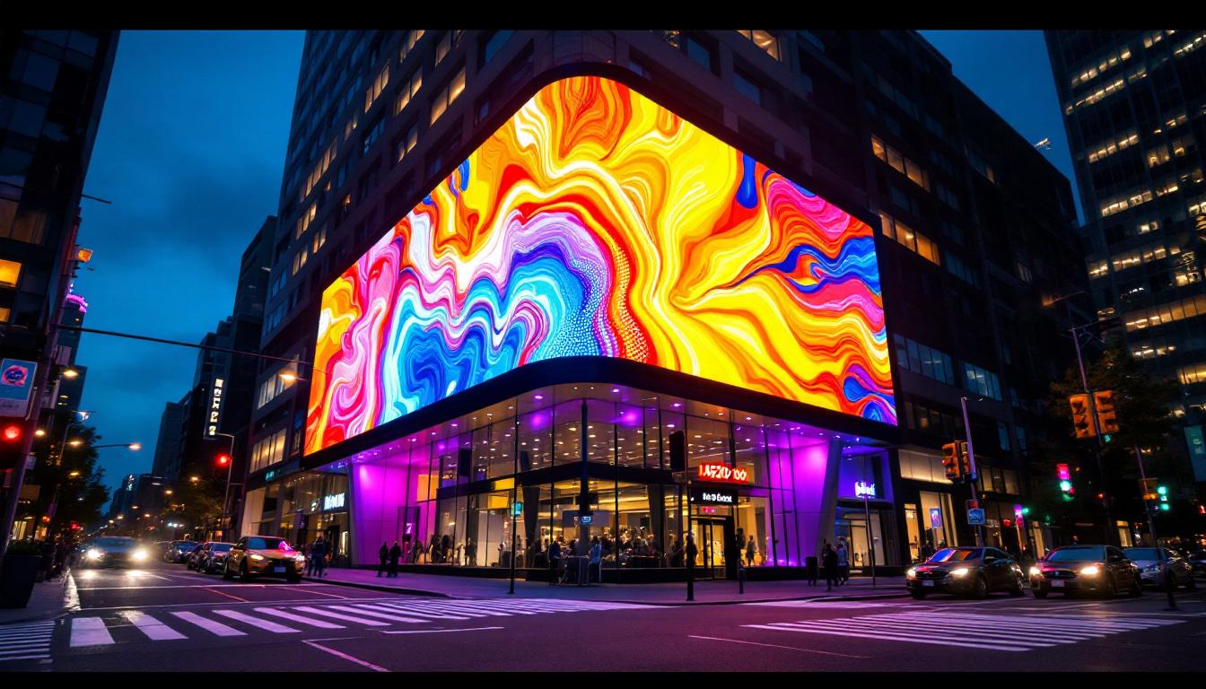 A photograph of the vibrant led display at 1420 5th avenue in seattle