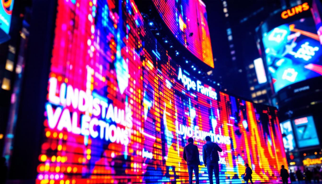 A photograph of a vibrant led display in action