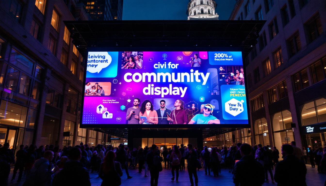 A photograph of capture a photograph of a vibrant led display in a local government setting