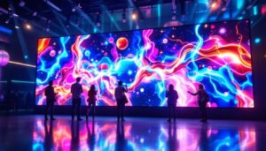 A photograph of a vibrant novastar led panel in a dynamic setting