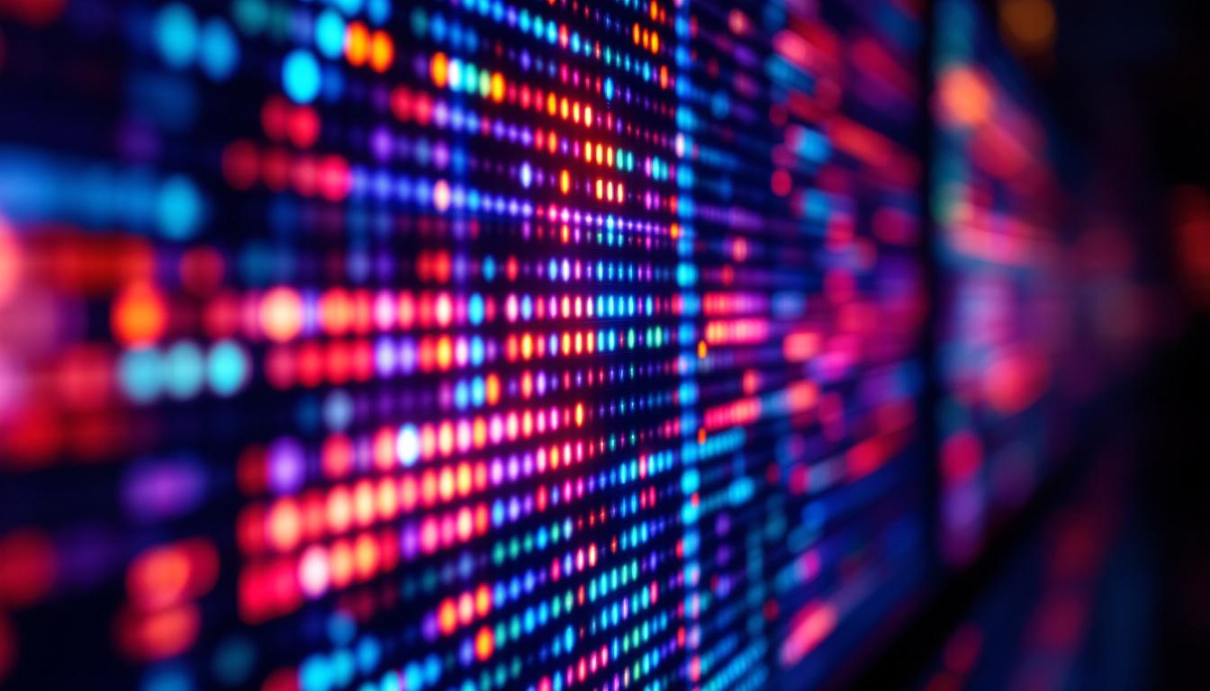 A photograph of a close-up of an led display screen