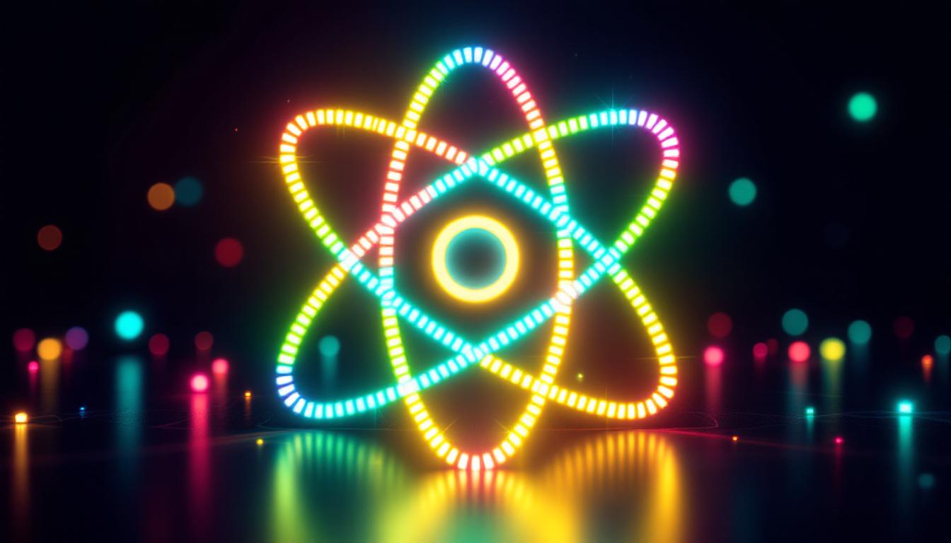 A photograph of capture a photograph of a glowing led display showcasing the atomic structure of helium