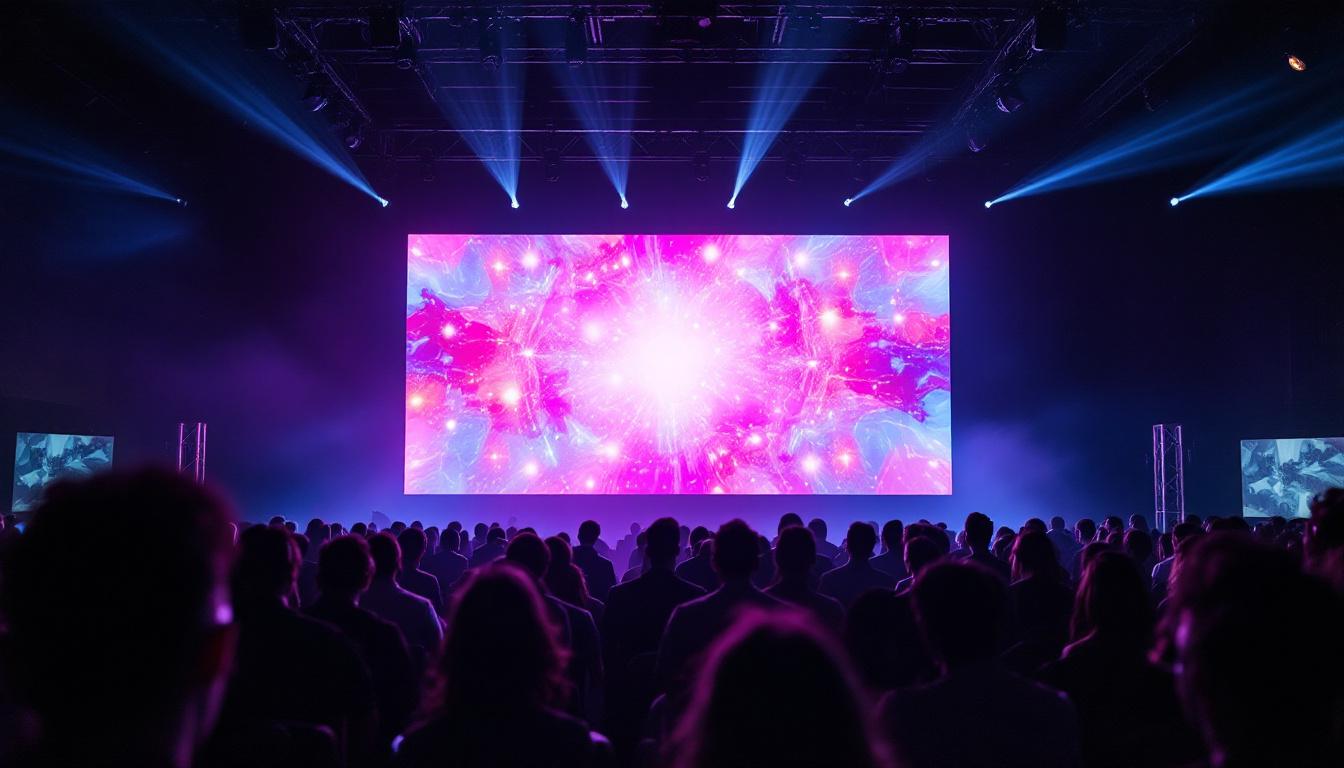 A photograph of a vibrant led screen in action at an event
