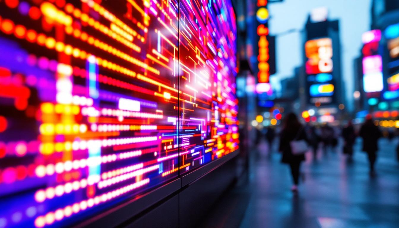 A photograph of capture a photograph of a vibrant led display panel in action