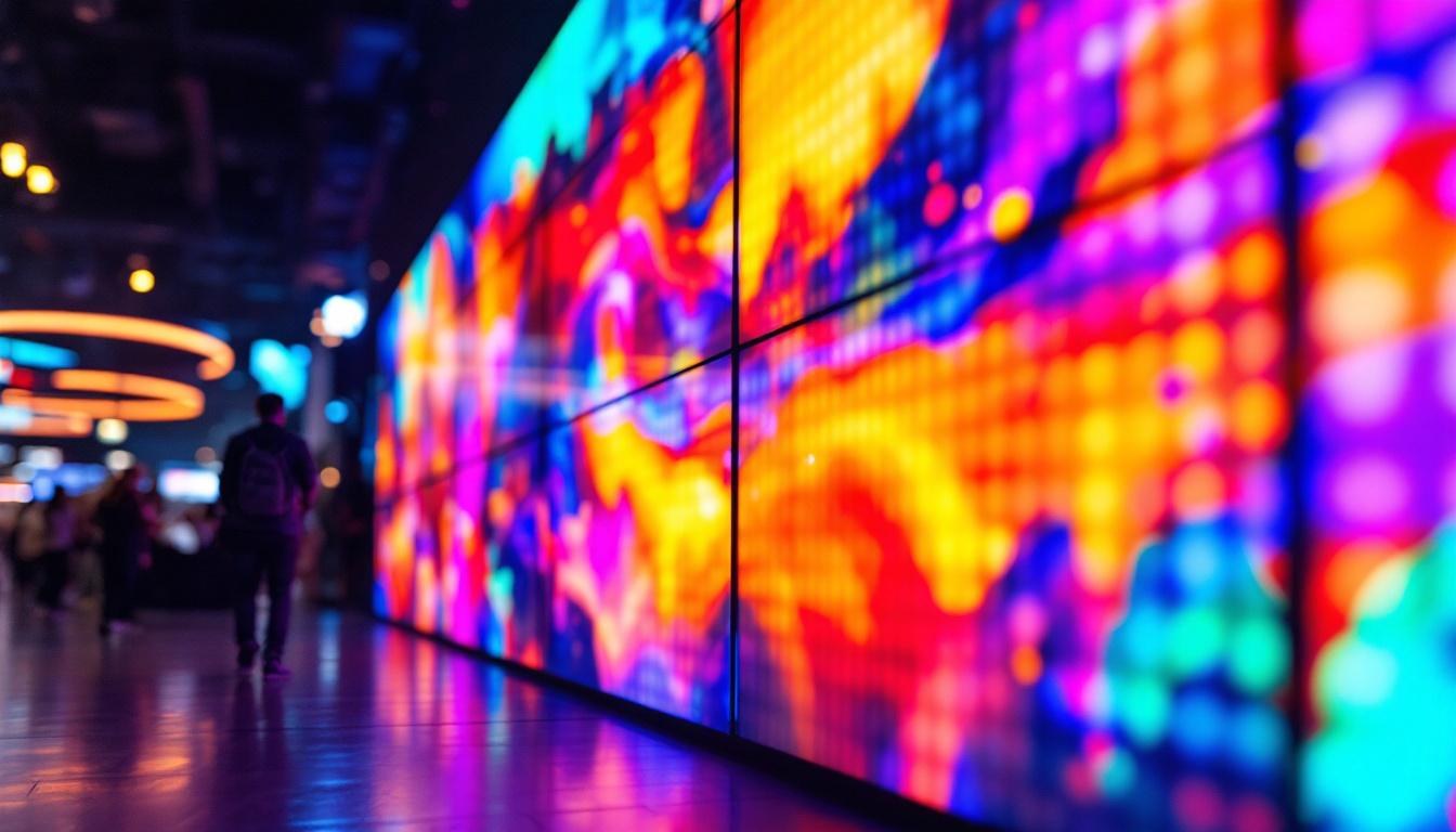 A photograph of a vibrant led video wall panel in action