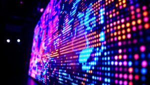 A photograph of a vibrant led panel in action during a live event