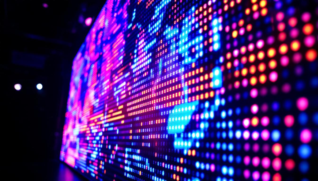 A photograph of a vibrant led panel in action during a live event