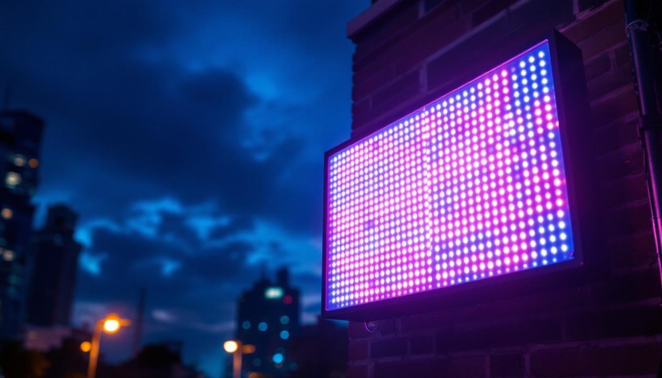 A photograph of a vibrant outdoor led panel light in use