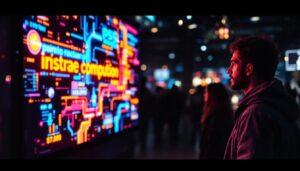 A photograph of a vibrant p5 led display in action