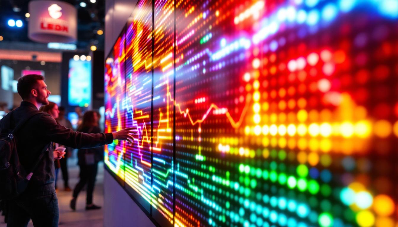 A photograph of a vibrant led display at a tradeshow