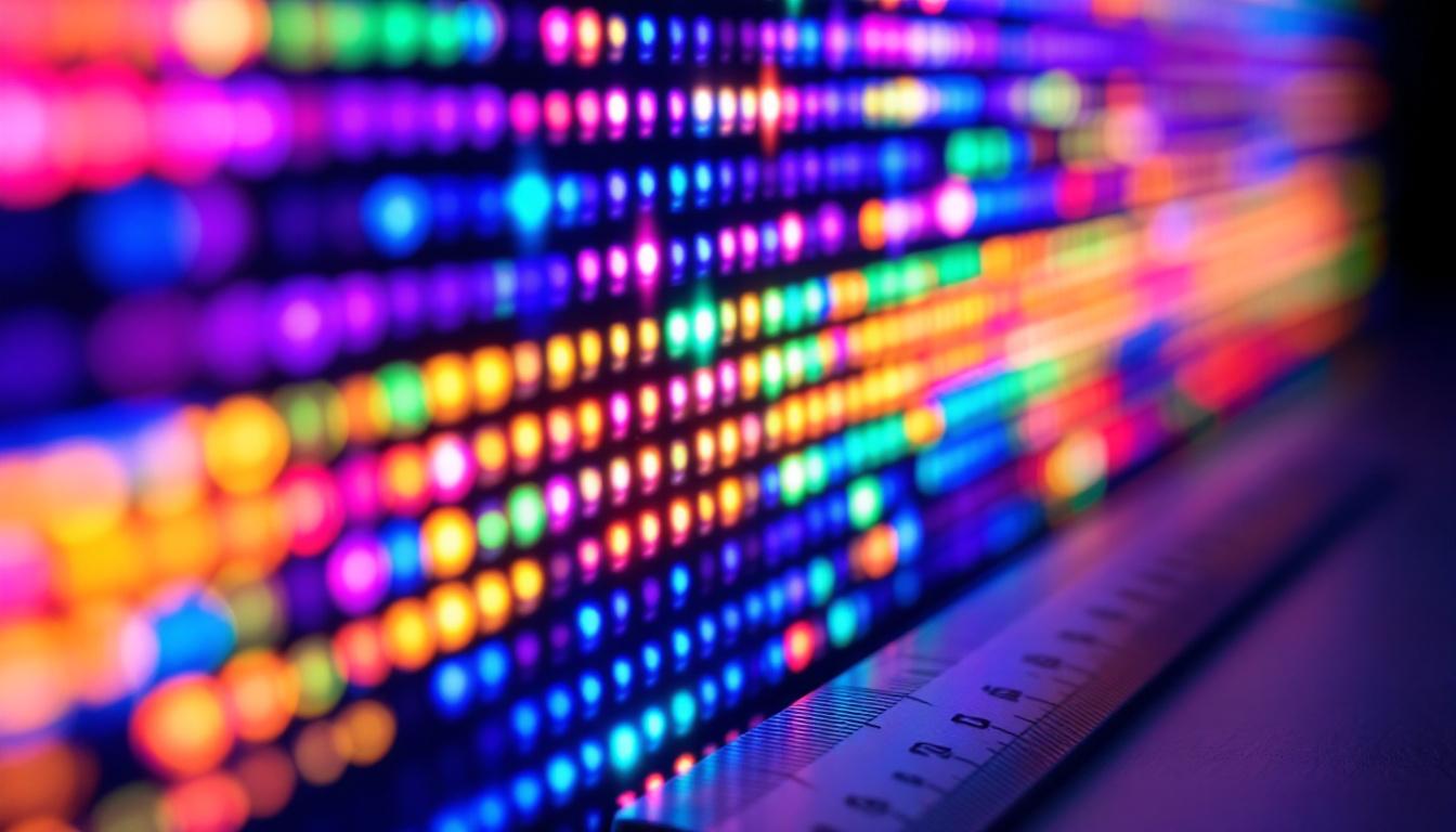 A photograph of a close-up view of an led display showcasing vibrant colors and intricate details