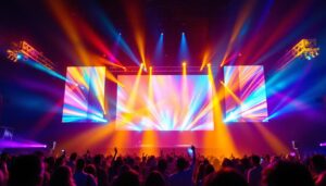 A photograph of a vibrant novastar led display in a dynamic setting