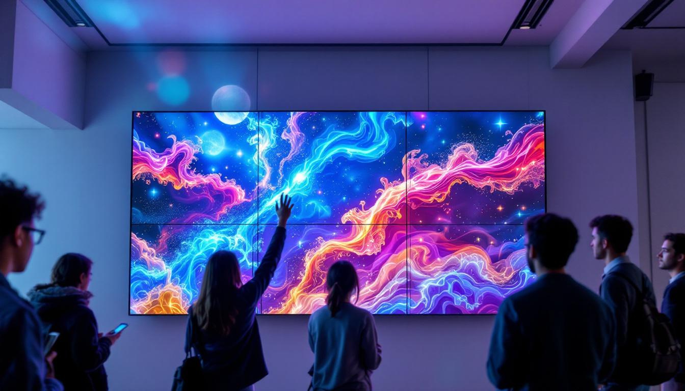 A photograph of a vibrant 3x3 led video wall in action