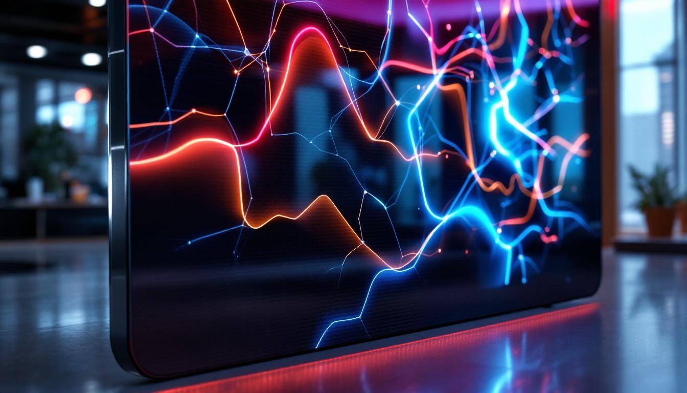A photograph of a sleek carbon fiber led display in a modern setting