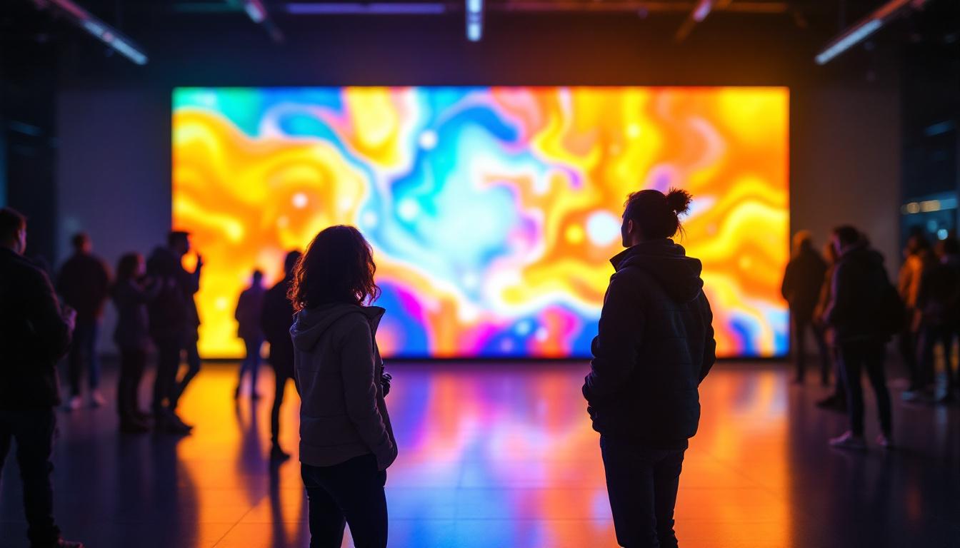 A photograph of capture a photograph of a vibrant led display in action