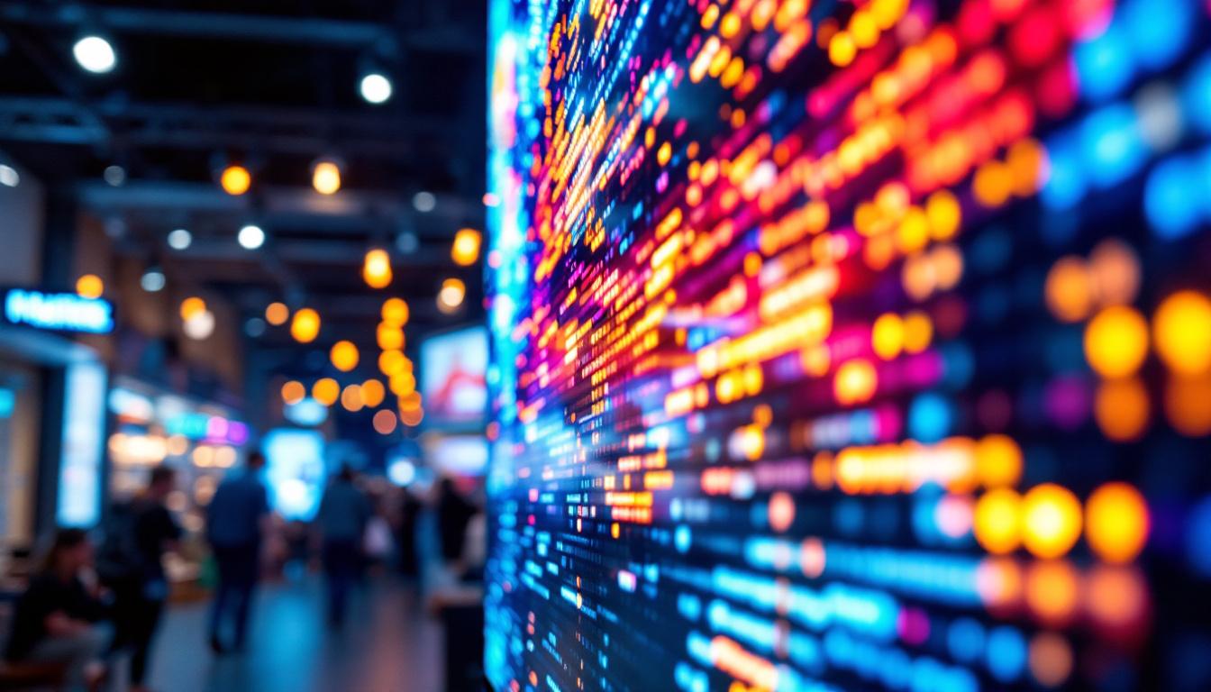 A photograph of a vibrant led display in action