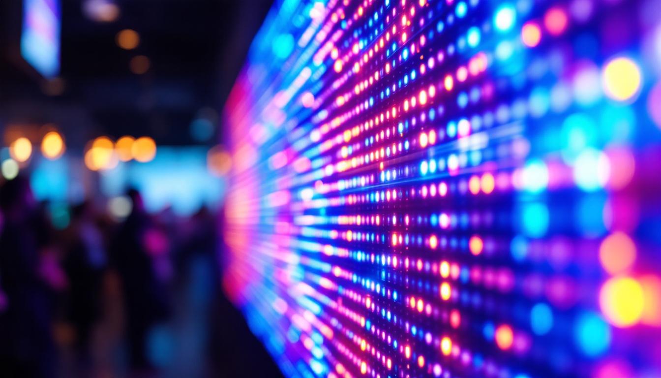 A photograph of a vibrant led display in action