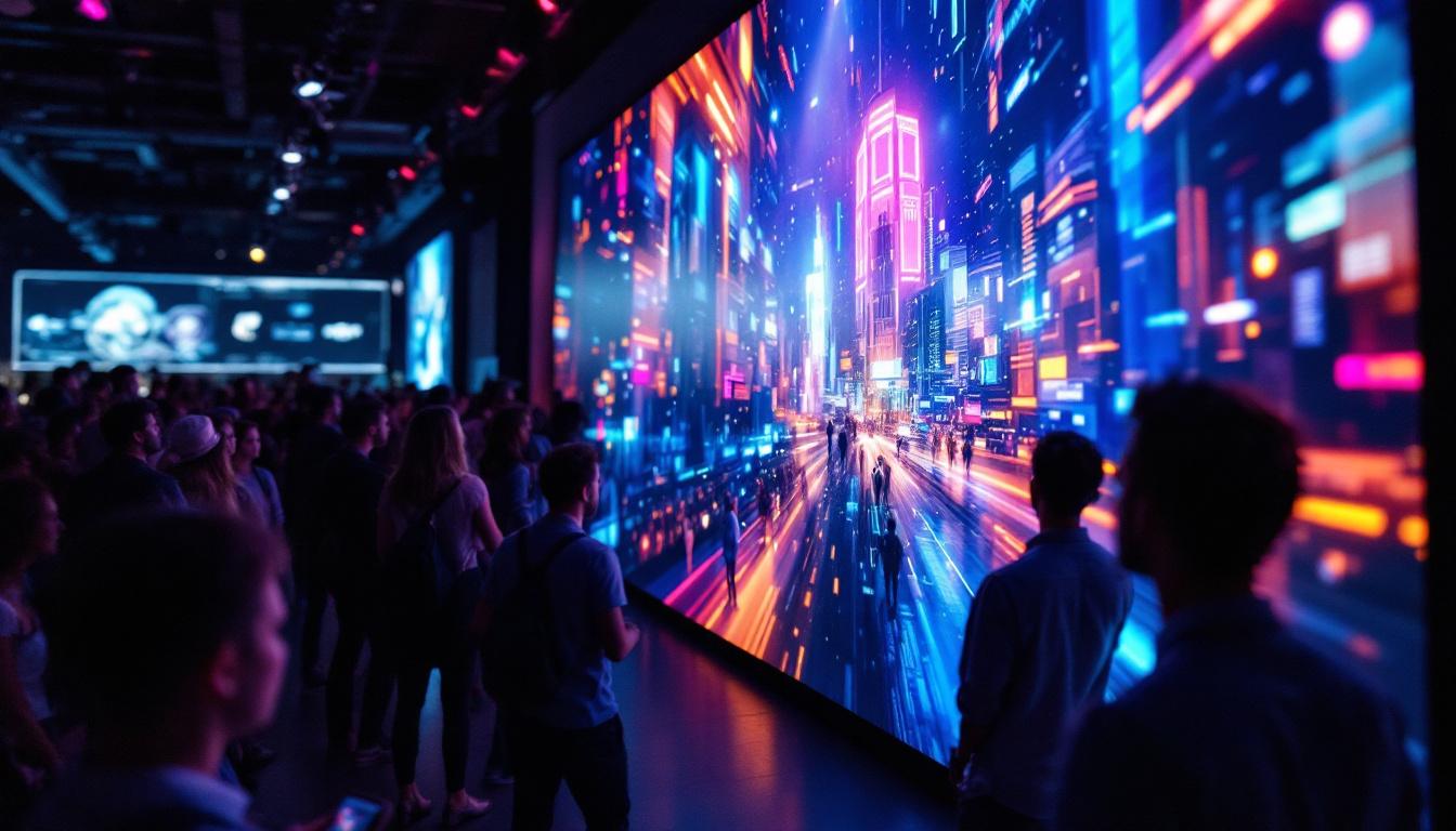 A photograph of a vibrant led video wall in action during an event