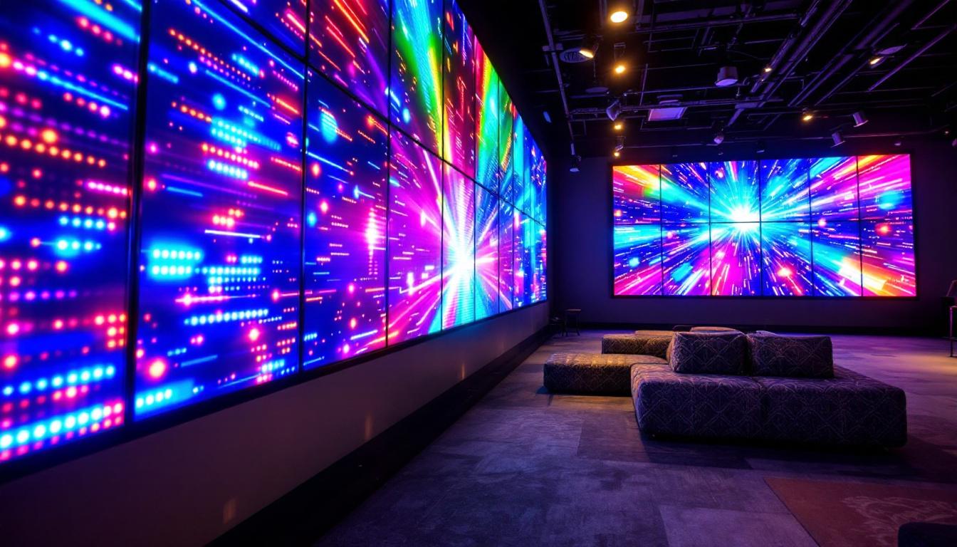 A photograph of capture a photograph of the vibrant led display at life center in harrisburg