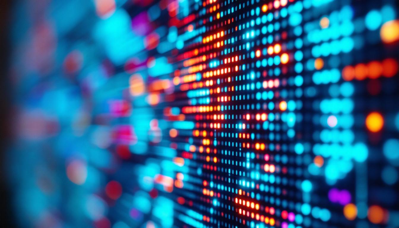 A photograph of a close-up shot of an led display screen