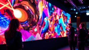 A photograph of a vibrant barco led wall in action