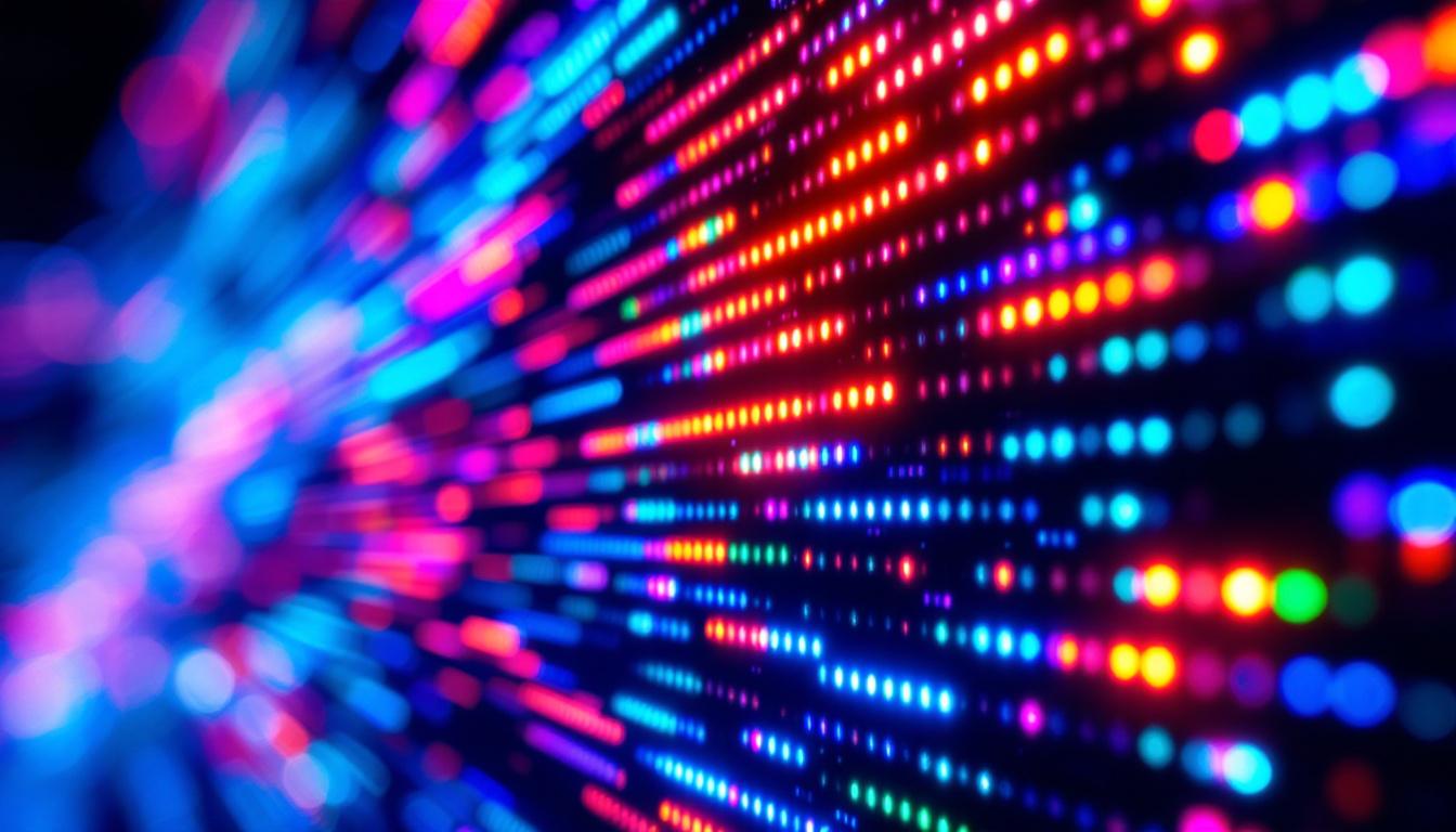 A photograph of a close-up shot of a moire pattern created by overlapping led displays