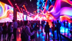 A photograph of a vibrant led display in action at an event
