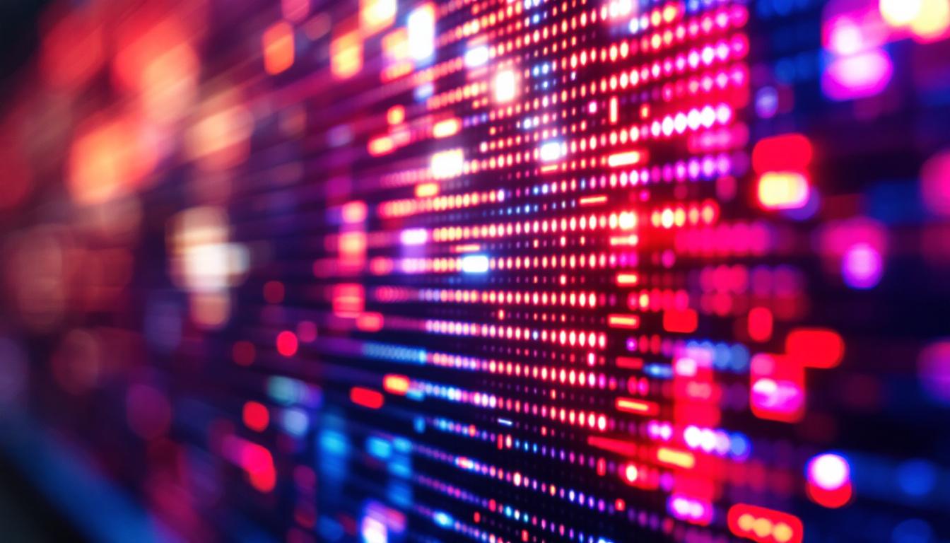 A photograph of a close-up of a malfunctioning led screen