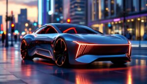 A photograph of a sleek