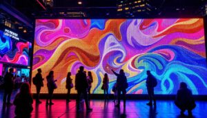 A photograph of a vibrant p10 led display in action