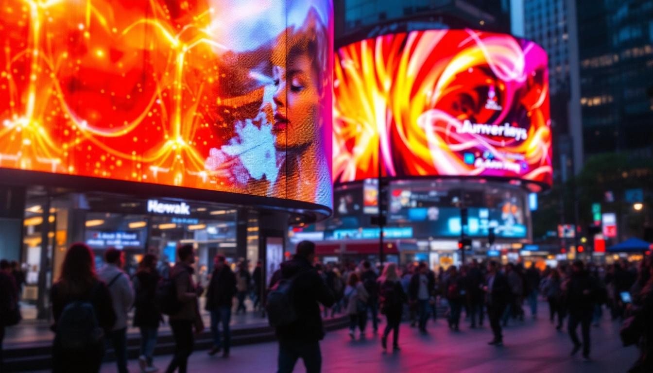 A photograph of a vibrant led display in action