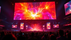 A photograph of the expansive led display at the largest venue in las vegas