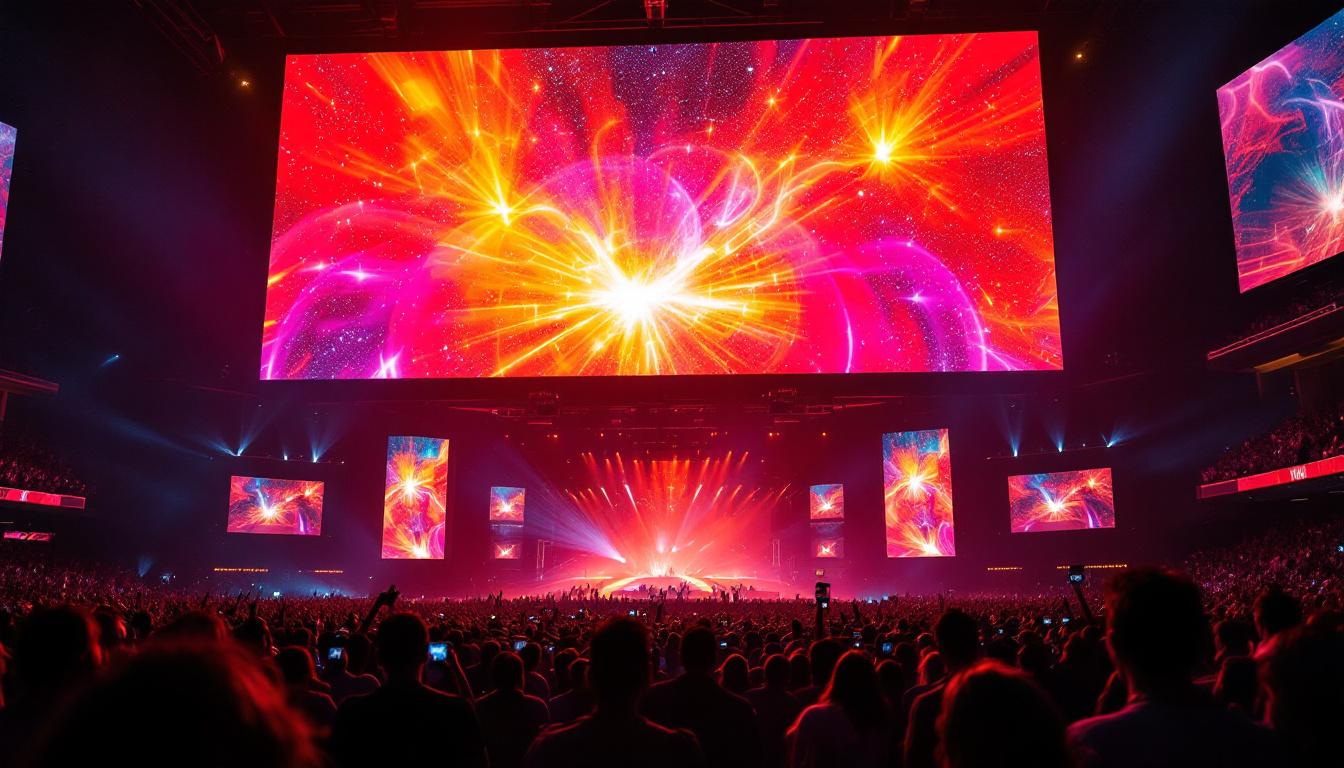 A photograph of the expansive led display at the largest venue in las vegas