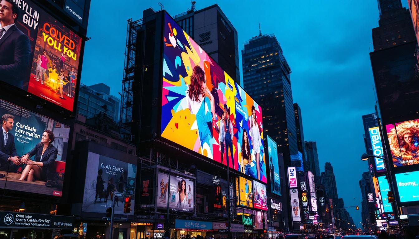 A photograph of capture a photograph of a vibrant led billboard in new york city