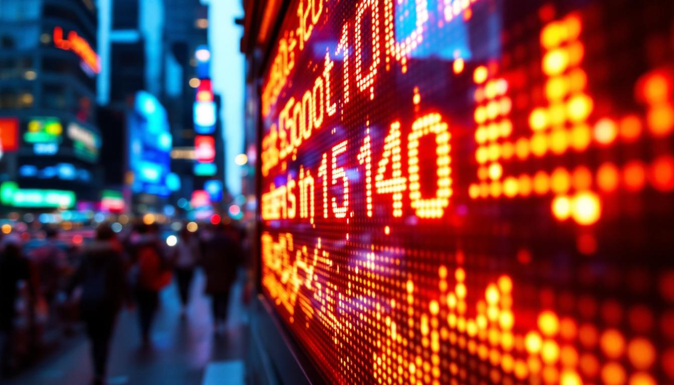 A photograph of a vibrant led ticker display in action