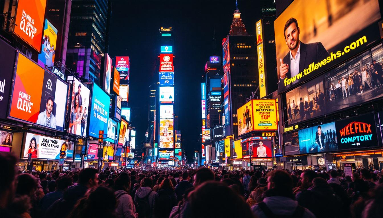 A photograph of capture a photograph of the bustling times square at night